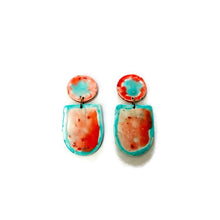 Pink & Blue Abstract Statement Earrings Handmade