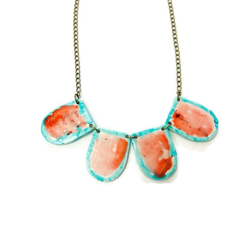 Pink & Blue Abstract Statement Earrings Handmade