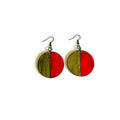 Two Tone Disc Earrings in Red & Grey-1